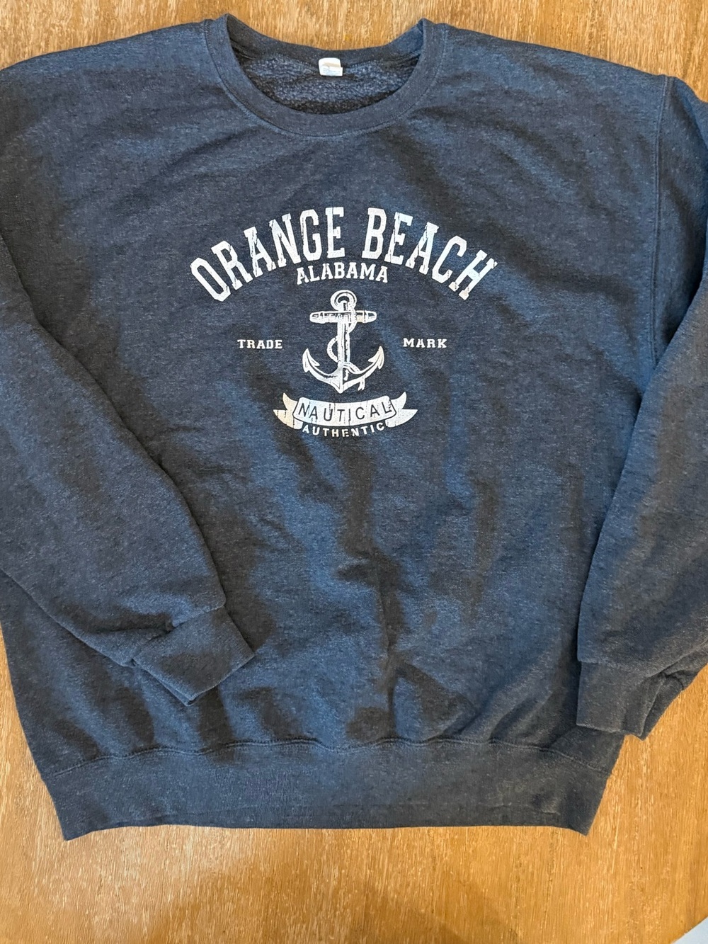 Jerzees Dark Gray 'Orange Beach Alabama' Nautical Crewneck Sweatshirt